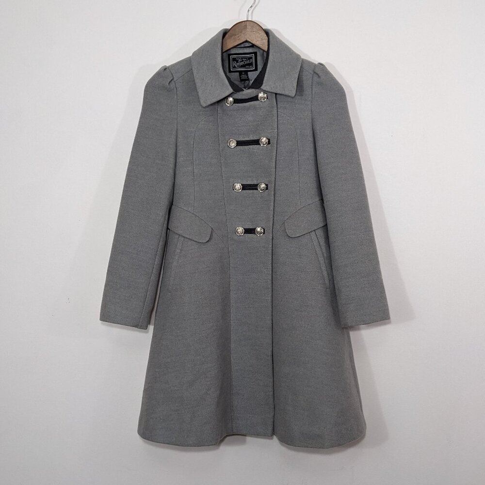 ROTHSCHILD Military Style Girls Gray Double Breasted Button Up Coat Size 12